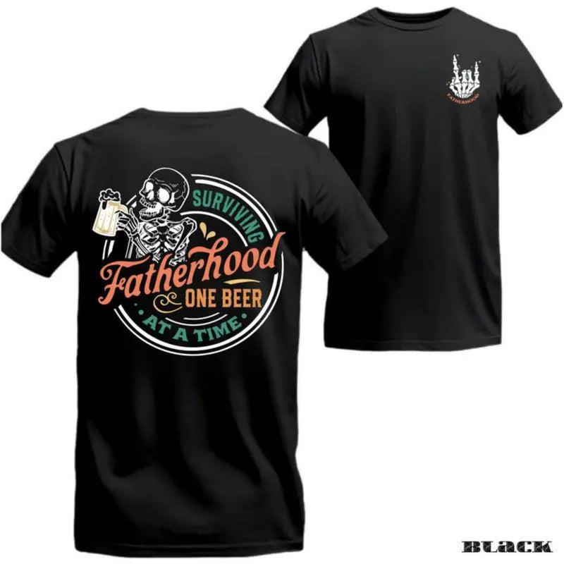 Surviving Fatherhood One Beer at a Time Funny Dad Graphic T-Shirt