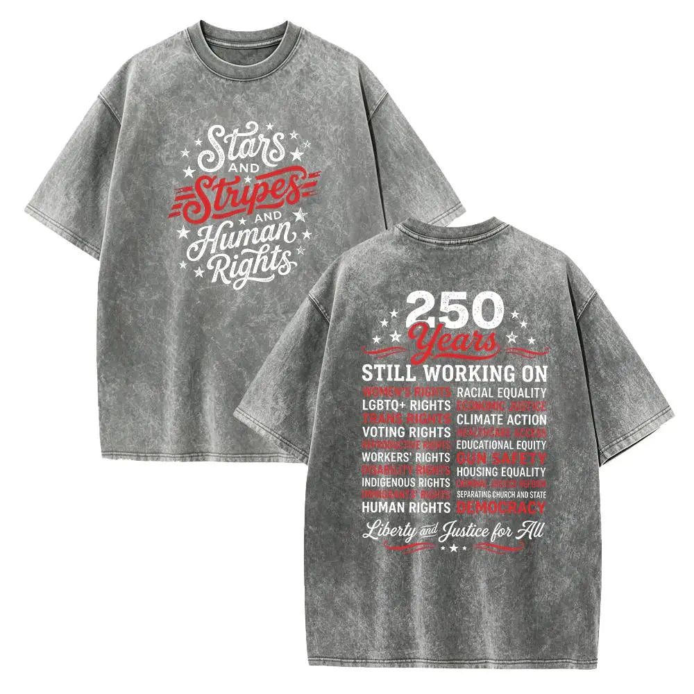 Stars and Stripes and Human Rights Social Justice Patriotic Graphic T-Shirt