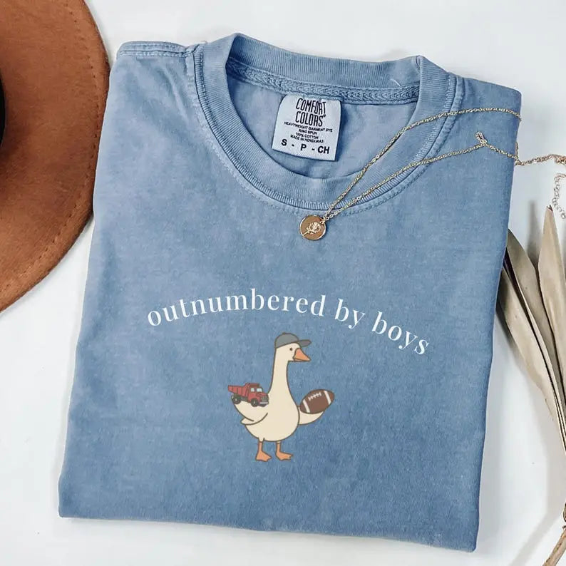 Chaos Coordinator: "Outnumbered by Boys" Goose Comfort Colors Tee