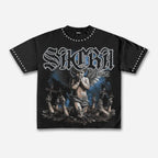 Retro Angel Graphic T-Shirt with Gothic Streetwear Style for Men