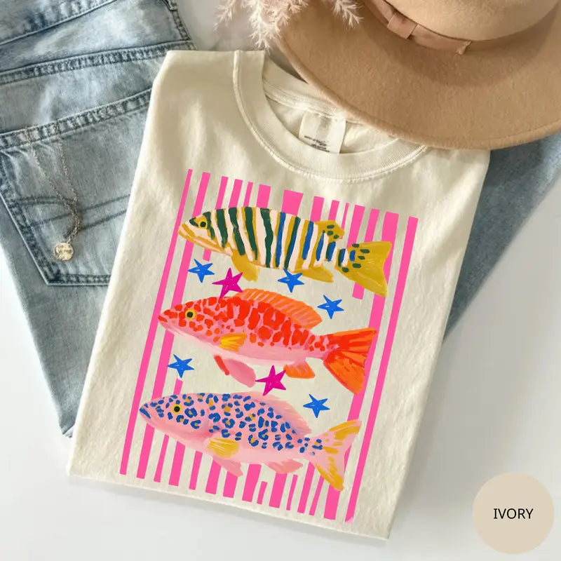 Tropical Pop: The Preppy Fish "Island Reef" Comfort Colors Tee