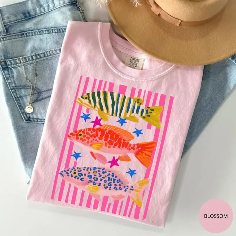 Tropical Pop: The Preppy Fish "Island Reef" Comfort Colors Tee