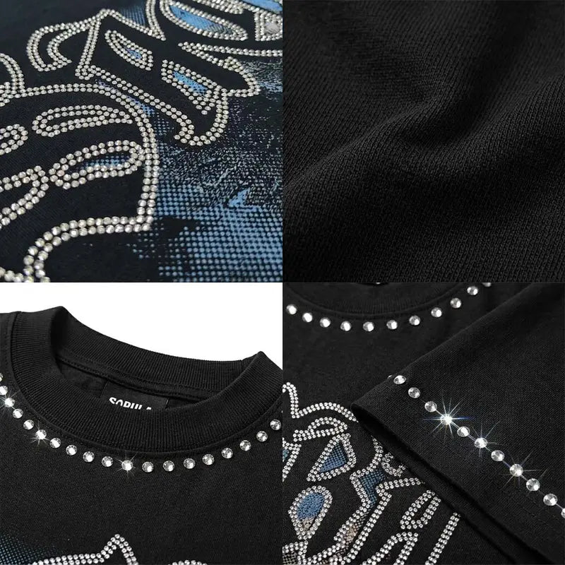 Retro Angel Graphic T-Shirt with Gothic Streetwear Style for Men