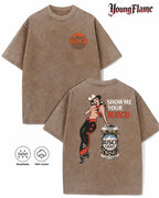 Vintage Pin-Up Beer Graphic Tee for Dive Bar Nights and Retro Streetwear