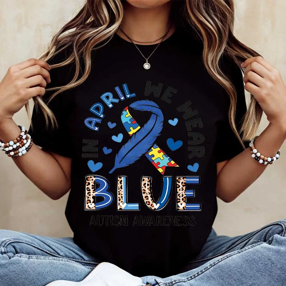 Wear Blue with Heart: Autism Awareness Month Empowerment Graphic Tee