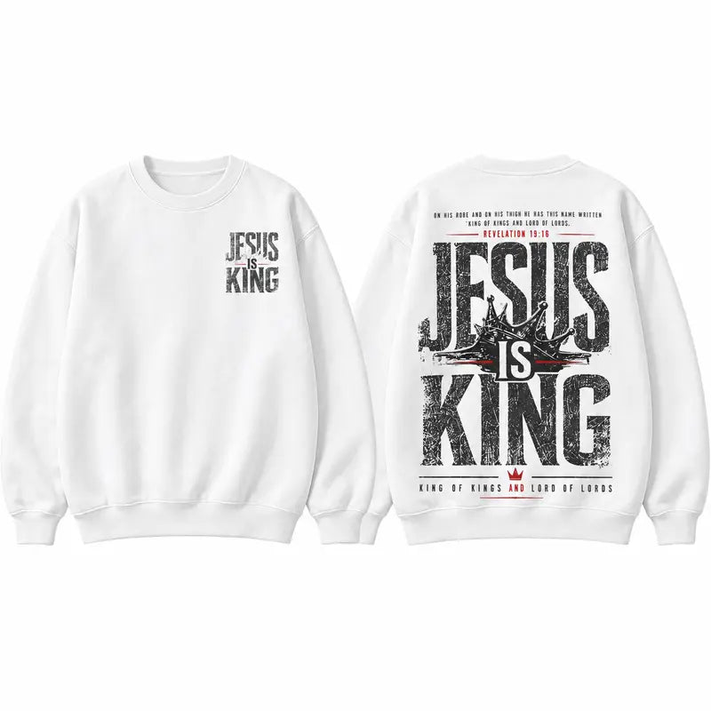 Jesus Is King Christian Hoodie with Revelation Scripture for Faith Streetwear Outfits