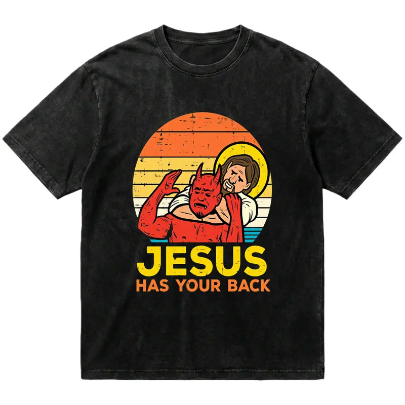 "Jesus Has Your Back" Retro Jiu-Jitsu Submission Christian Graphic Tee