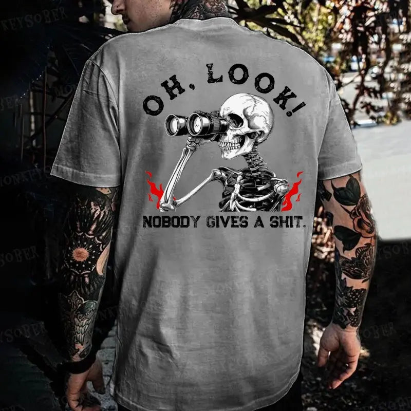 Peak Sarcasm: Monkeysober "Nobody Gives A Shit" Skeleton Tee