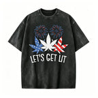 Let’s Get Lit Funny Fourth of July Graphic T-Shirt for Summer Parties