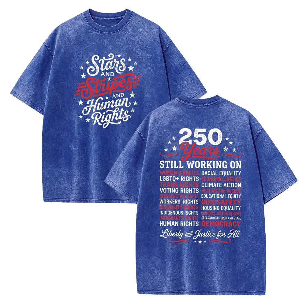 Stars and Stripes and Human Rights Social Justice Patriotic Graphic T-Shirt