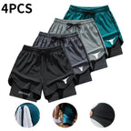 Men's 2-in-1 Quick Dry Training Shorts 4-Pack for Gym Workout and Outdoor Sports