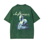 White Pony Vintage Washed Oversized Rock Graphic T-Shirt