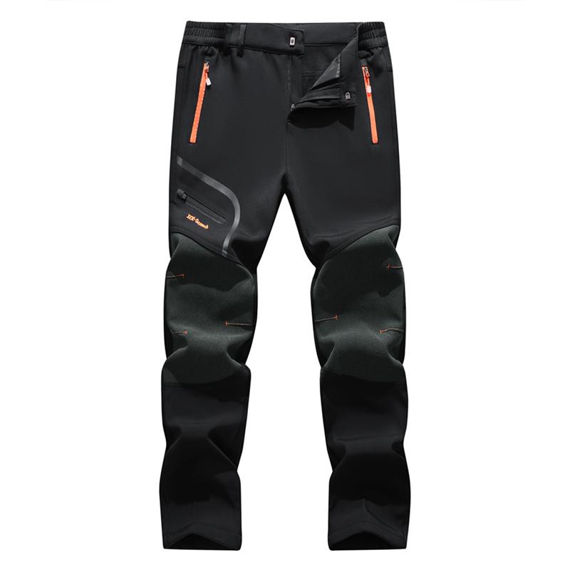 Men's Waterproof Fleece-Lined Softshell Thermal Pants with Zip Pockets