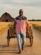 American Flag Sleeveless Denim Vest for Fourth of July Summer Outfits