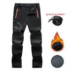 Men's Waterproof Fleece-Lined Softshell Thermal Pants with Zip Pockets