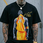 Retro Basketball Legend Tribute Graphic Tee for Streetwear Fans and Gym Outfits