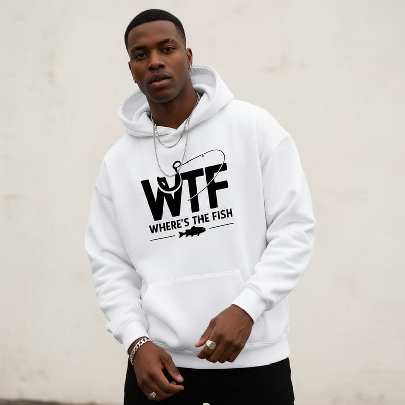 Men's funny fishing graphic Graphic Hoodie - Cotton Blend Long Sleeve Pullover Regular Fit | Soft & Breathable Fabric, Durable Print, Everyday Comfort, Machine Washable, casual outdoor urban street