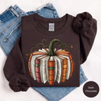 Fall Book Pumpkin Graphic Tee for Cozy Readers and Autumn Halloween Outfits