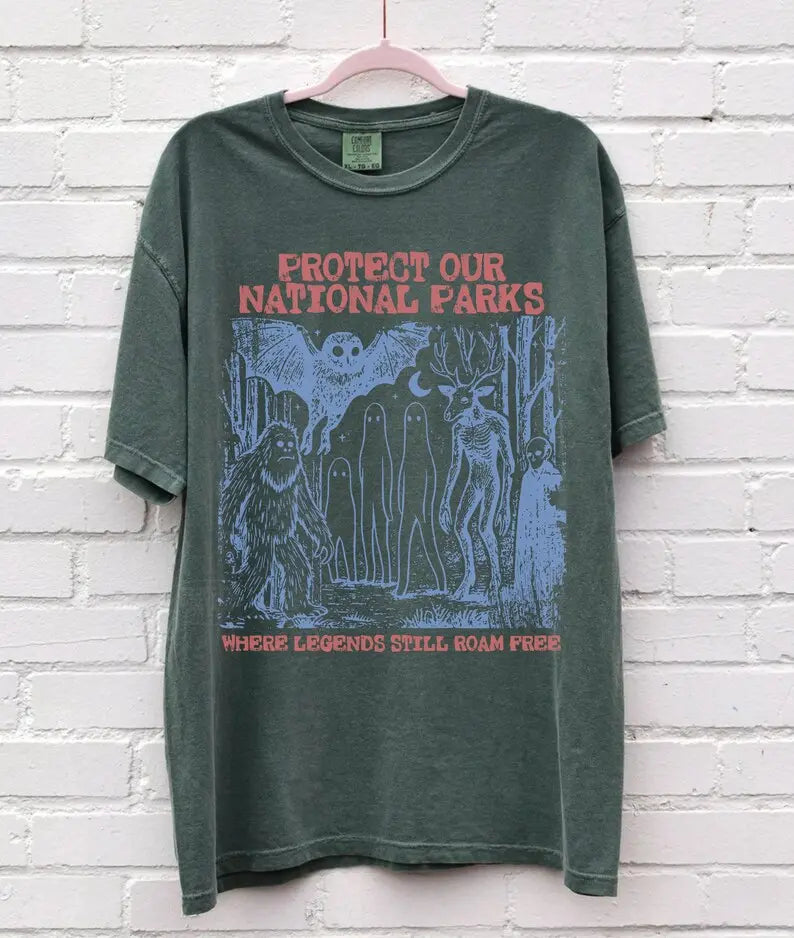 Cryptid National Parks Graphic T-Shirt for Camping and Hiking Fans