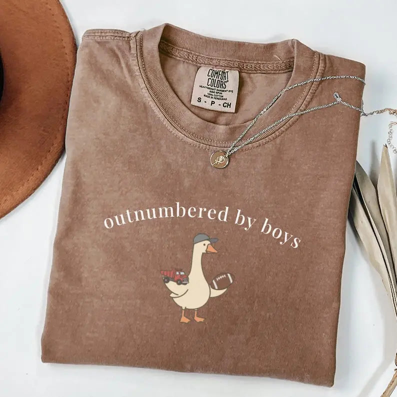 Chaos Coordinator: "Outnumbered by Boys" Goose Comfort Colors Tee