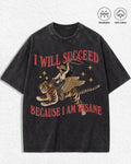 Men’s Vintage Surreal Winged Tiger Graphic Tee with Funny Motivational Statement
