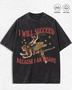 Men’s Vintage Surreal Winged Tiger Graphic Tee with Funny Motivational Statement