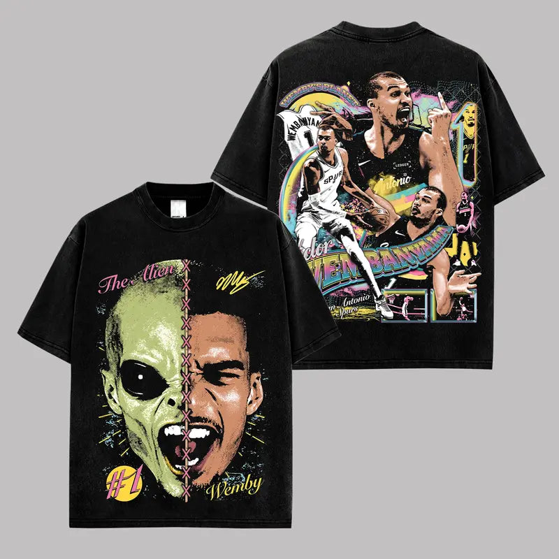 Spurs Nation Alien: Victor Wembanyama Vintage Bootleg Style Graphic Tee