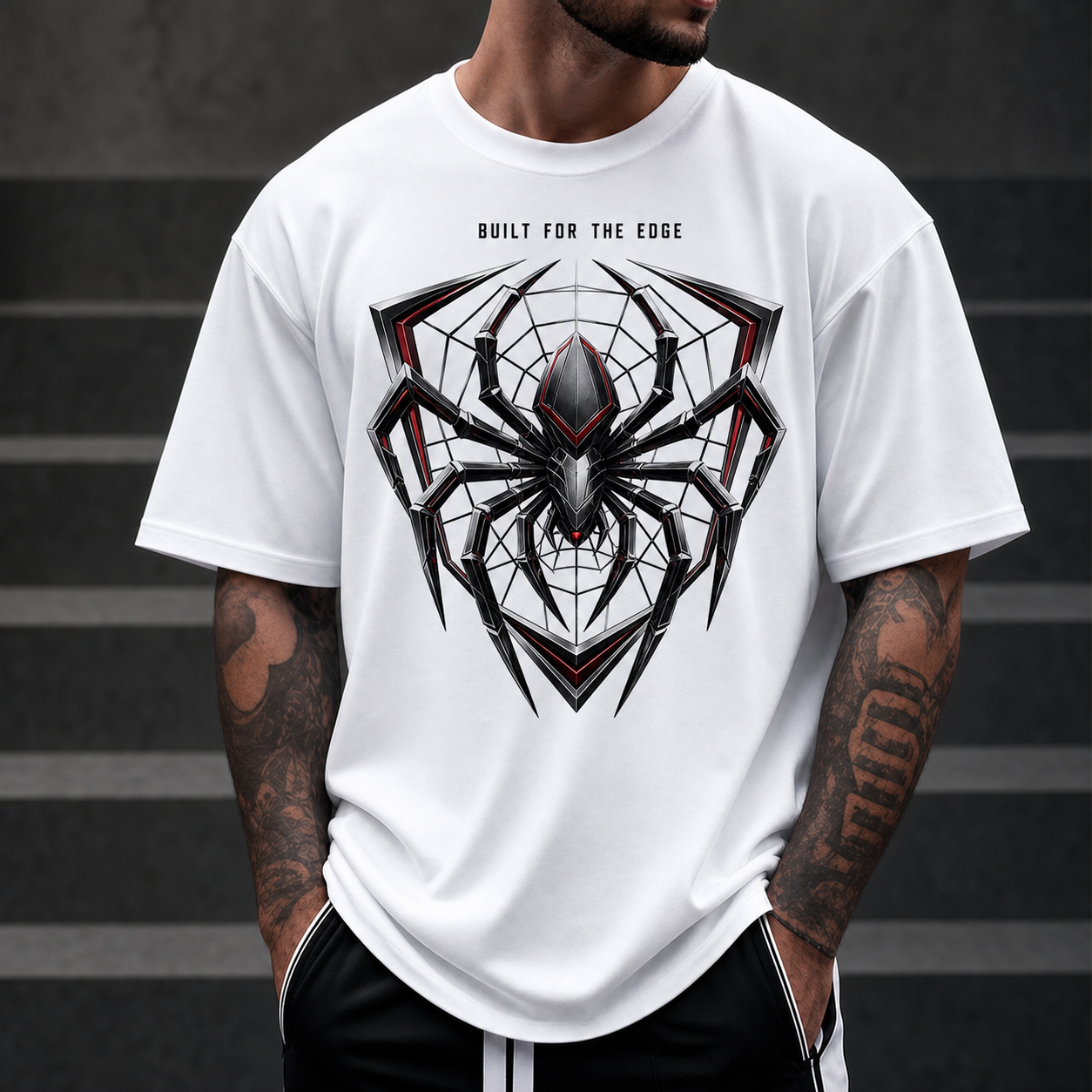 Cyber Spider Graphic Oversized T-Shirt for Futuristic Streetwear and Urban Style