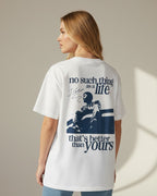 MadFits White Love Yourz Tee Back View Female Model Full Quote Design